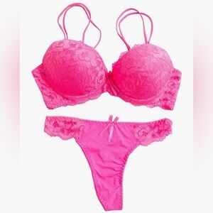 Pink Lace Bra and Panty Set